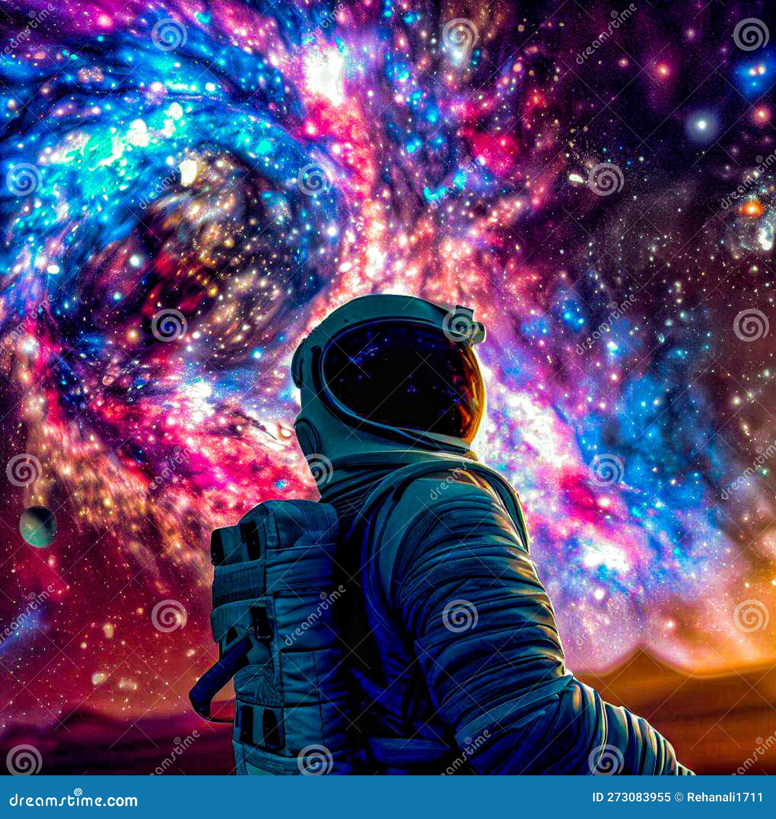 Ilustración Generada De La Galaxia En El Fondo De Un Mono Astronauta Stock  de ilustración - Ilustración de estrellas, digital: 268065528
