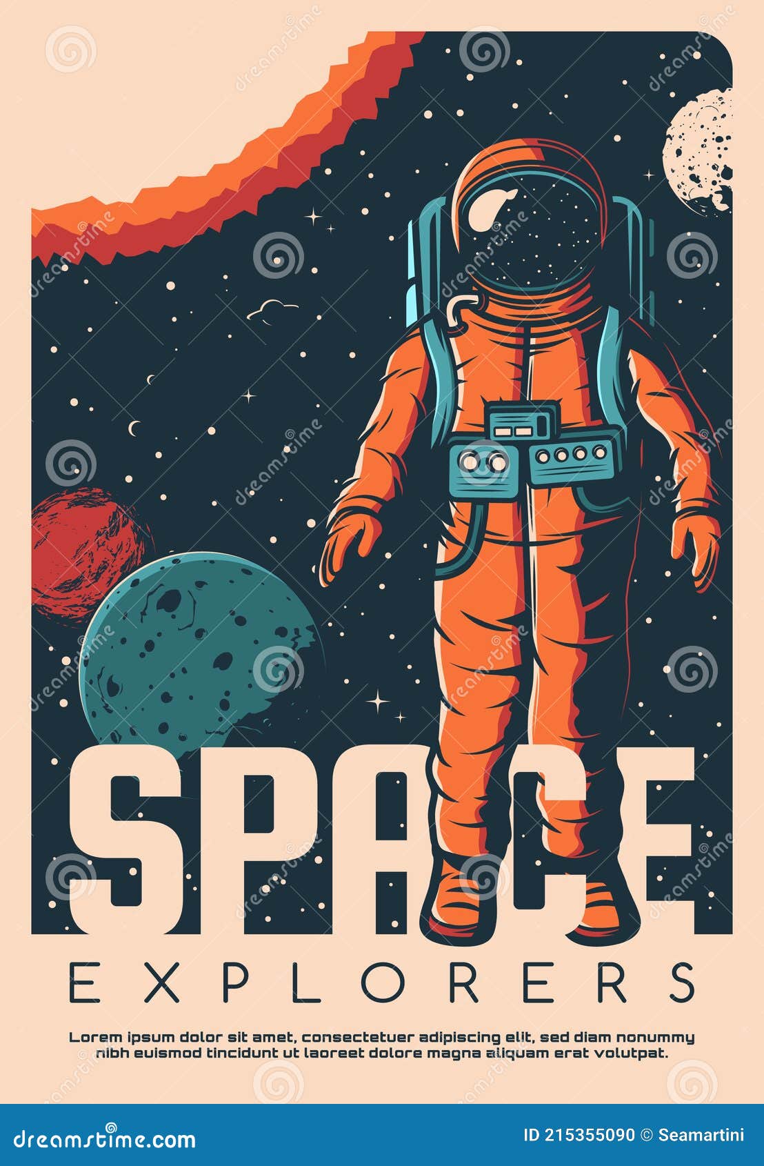 Astronaute Dans L'espace Habit Space Explorer Poster Illustration