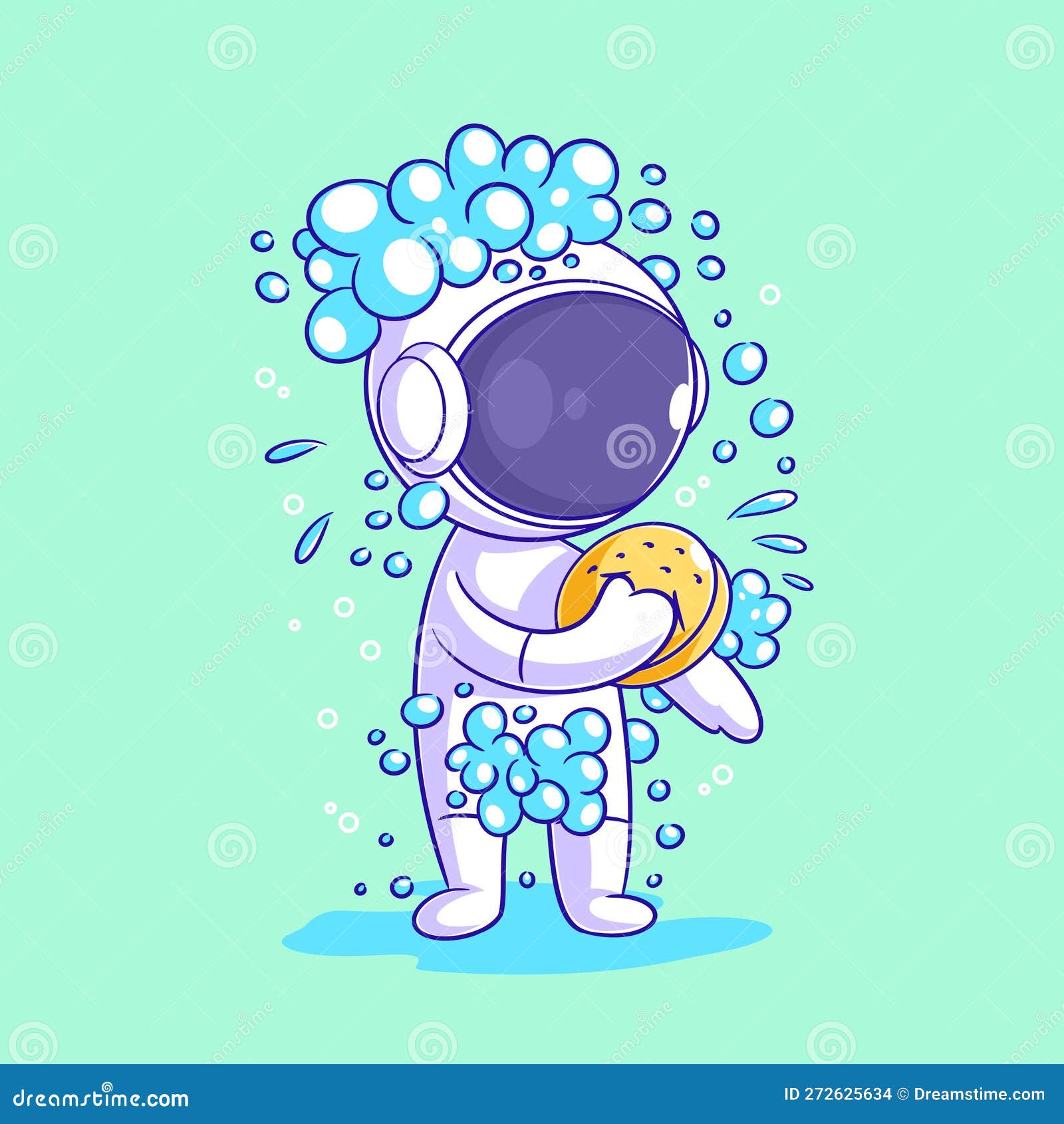 Astronauts are Taking a Shower To Get Clean Stock Vector Illustration