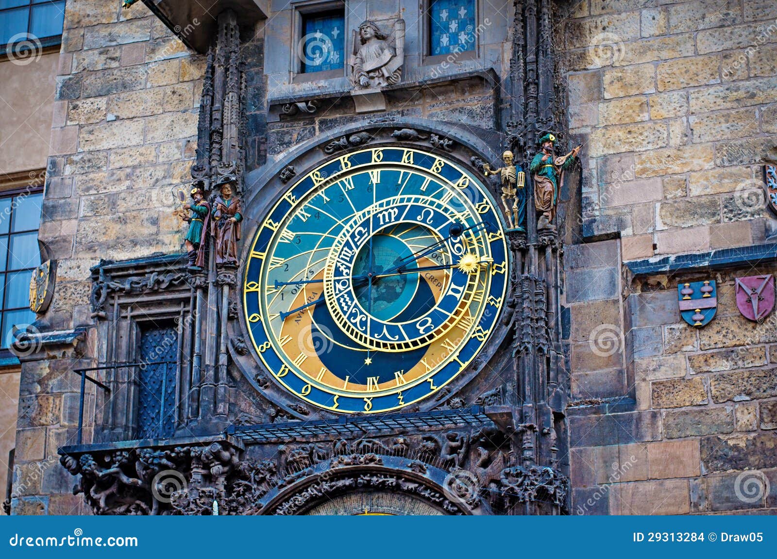 Astronomical Clock on Old Town Hall Tower in Prague Stock Photo Image