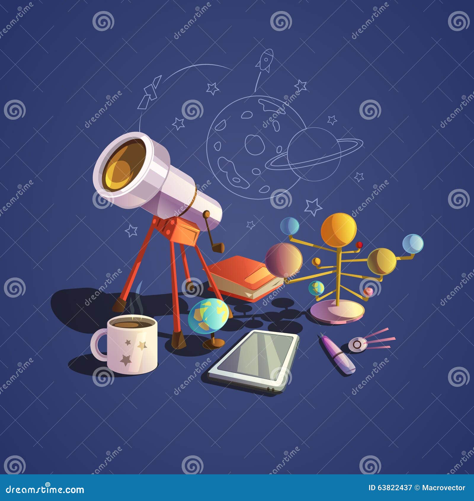 astronomy cartoon set