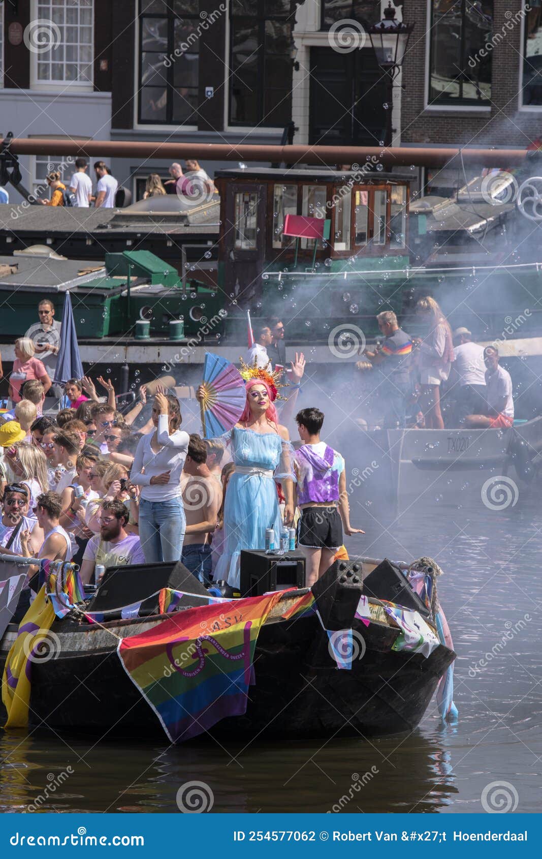 Asv Gay Boat At The Gaypride Canal Parade With Boats At Amsterdam The