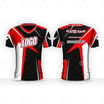 Asymmetric E-sport Jersey Template for Gamers with White, Black and ...