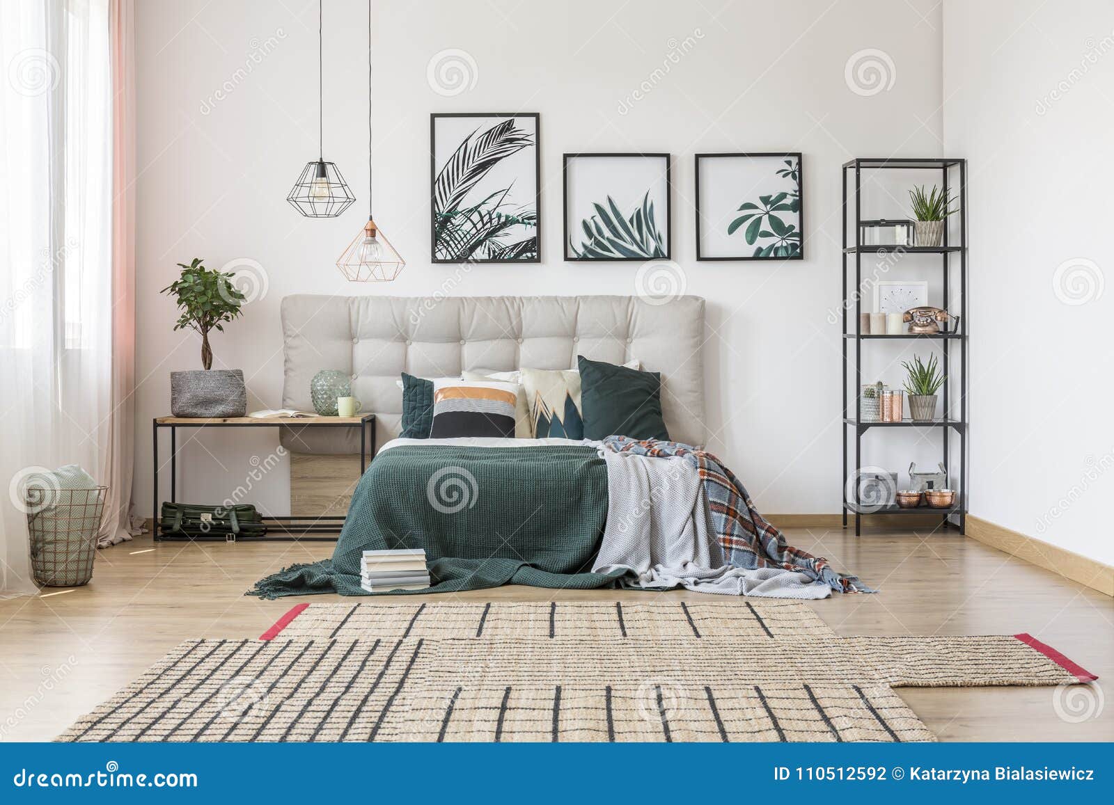 asymmetrical carpet in bedroom