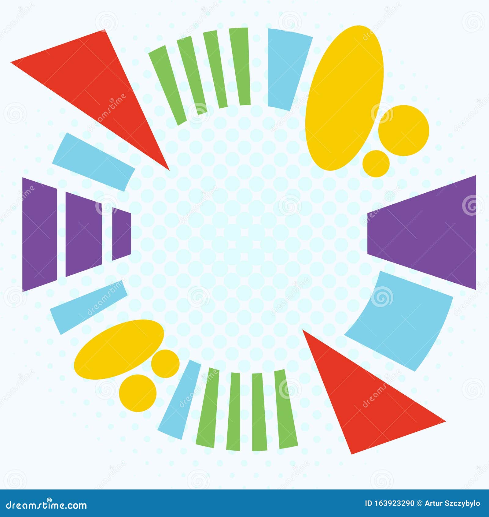 Asymmetrical Unequal Shaped Form Format of Colourful Thing Object