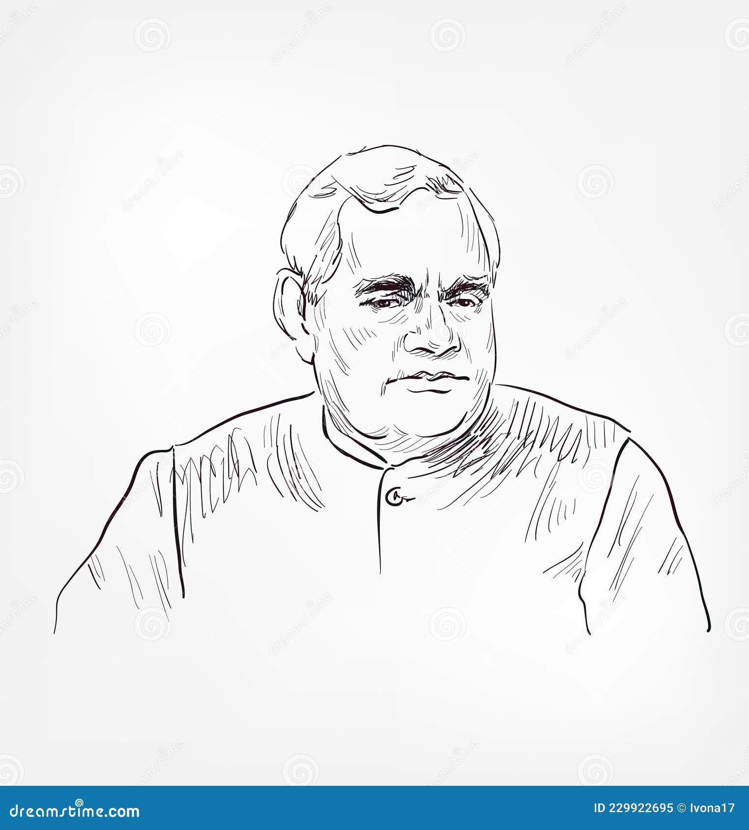 atal bihari vajpayee famous indian statesman who served three terms as prime minister india vector sketch portrait 229922695