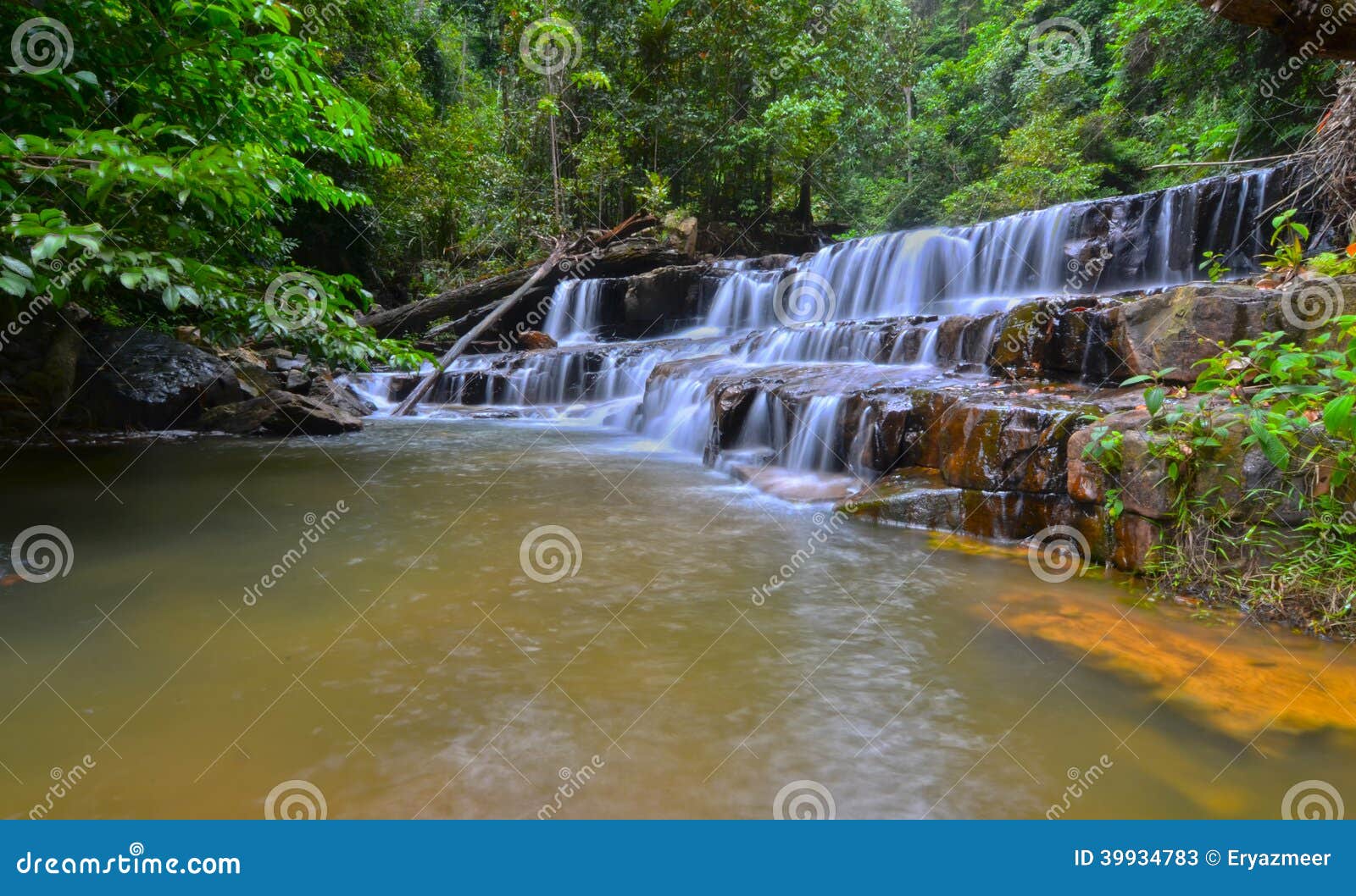 atas pelangi waterfall in pahang, malaysia