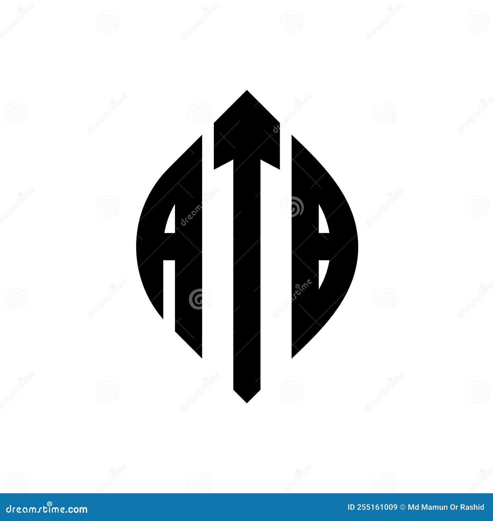 atb circle letter logo  with circle and ellipse . atb ellipse letters with typographic style. the three initials form a