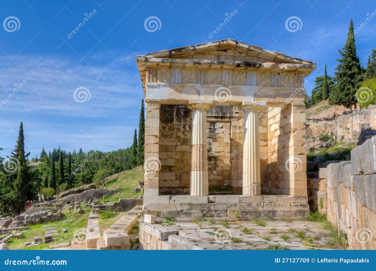 Athenian Treasury, Delphi, Greece Royalty Free Stock ...
