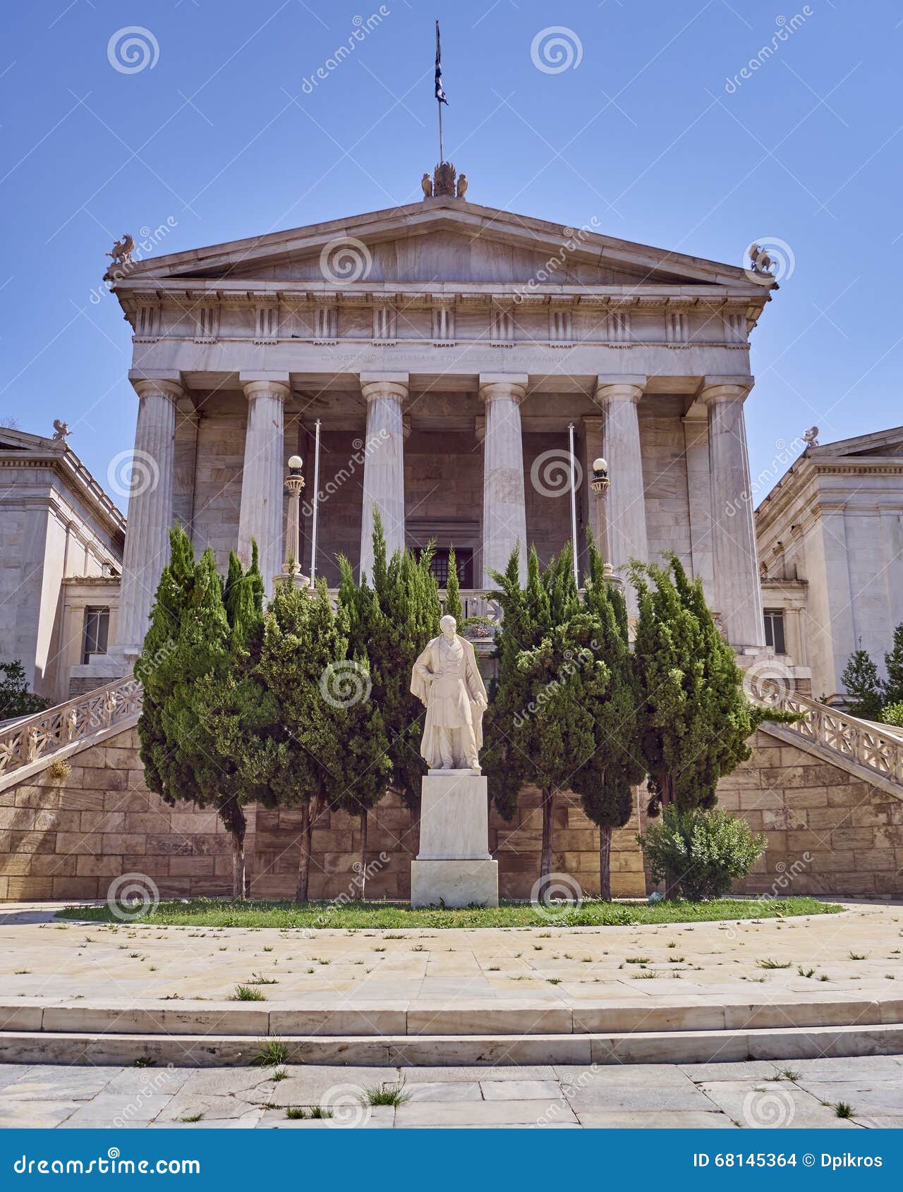 Athens Greece, the National Library Stock Photo Image of statue