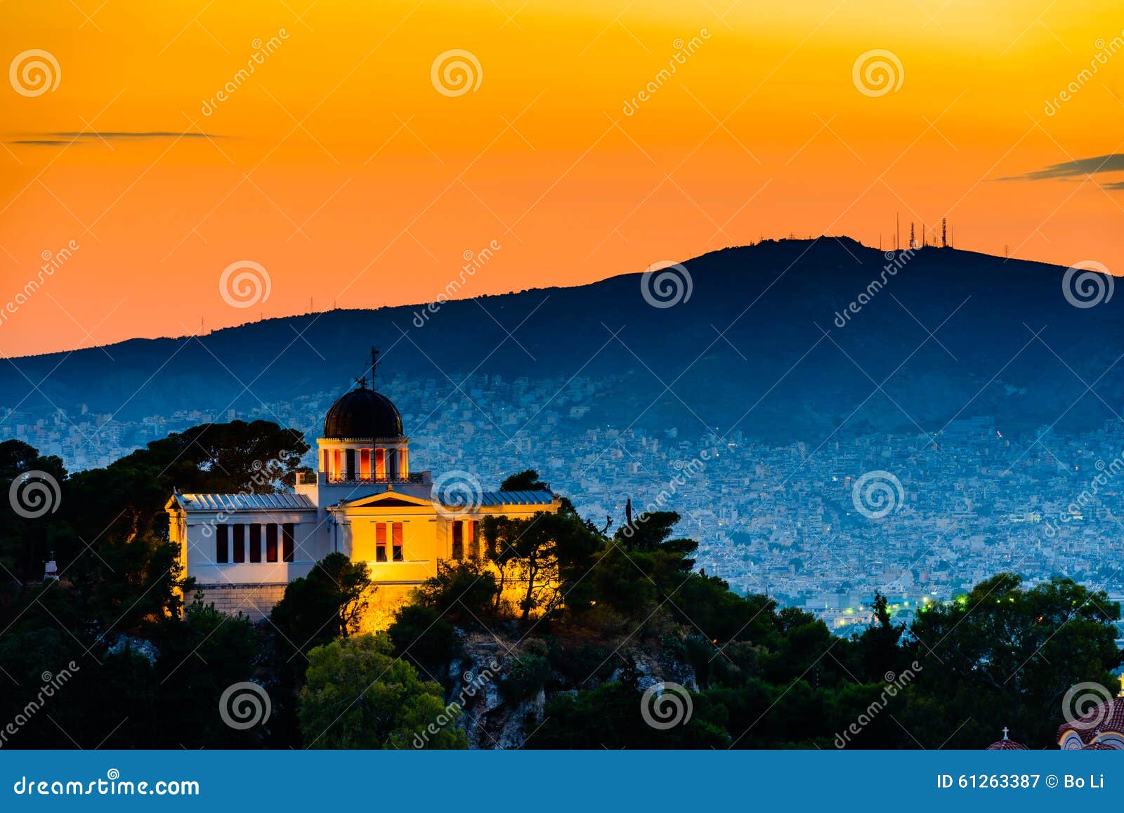 night scenes of national observatory at athens