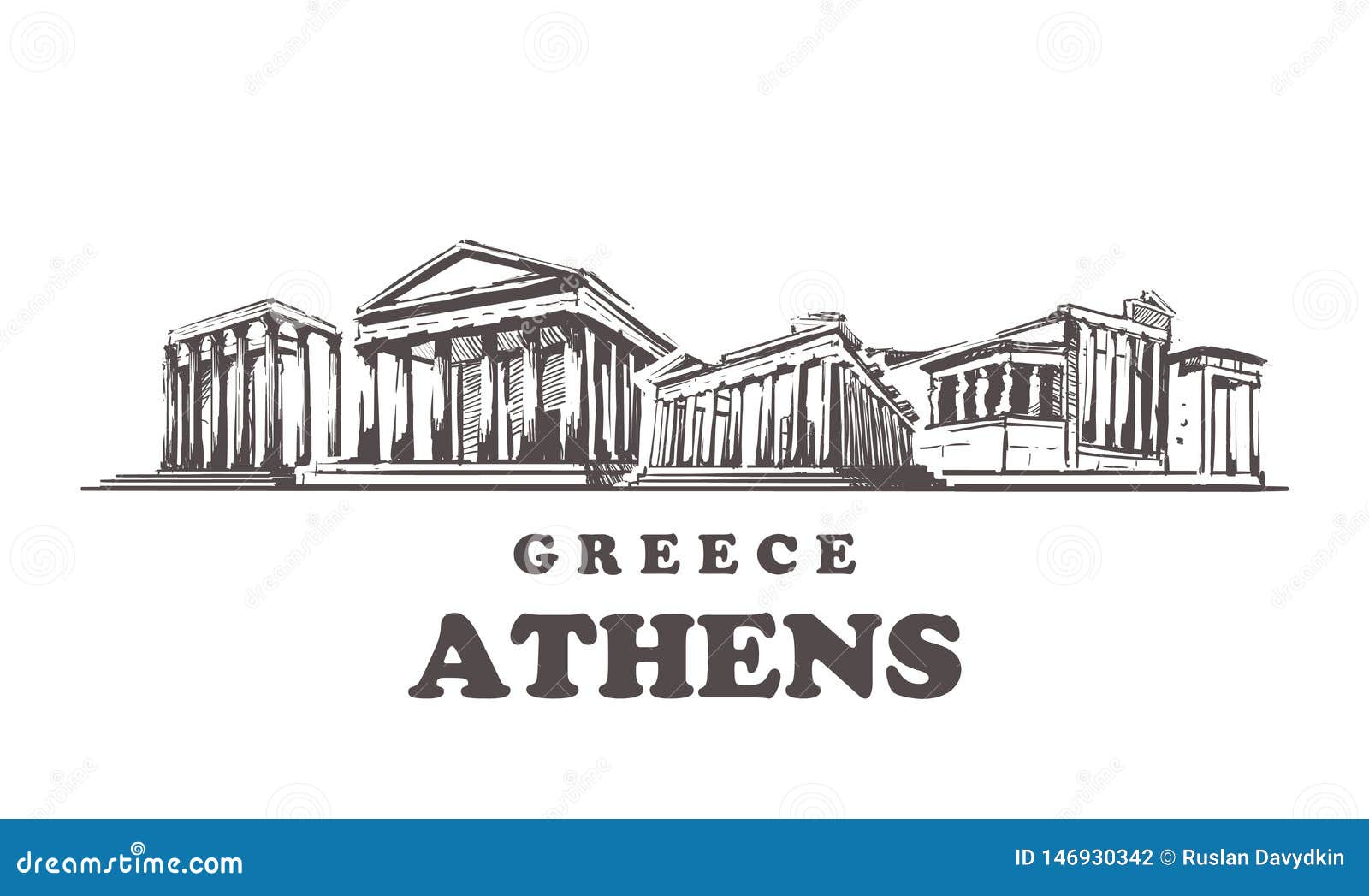 Athens Greece famous temple sketch Stock Vector by mailhebstreitcom  177294540