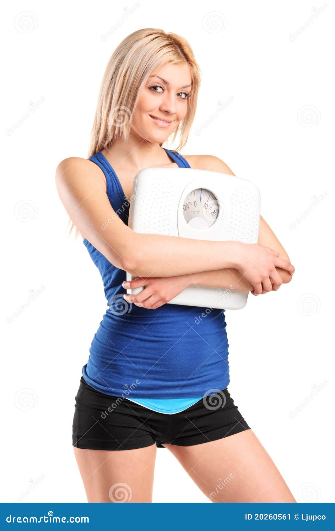 Athlete Female Holding a Weight Scale Stock Image Image of holding, happiness 20260561