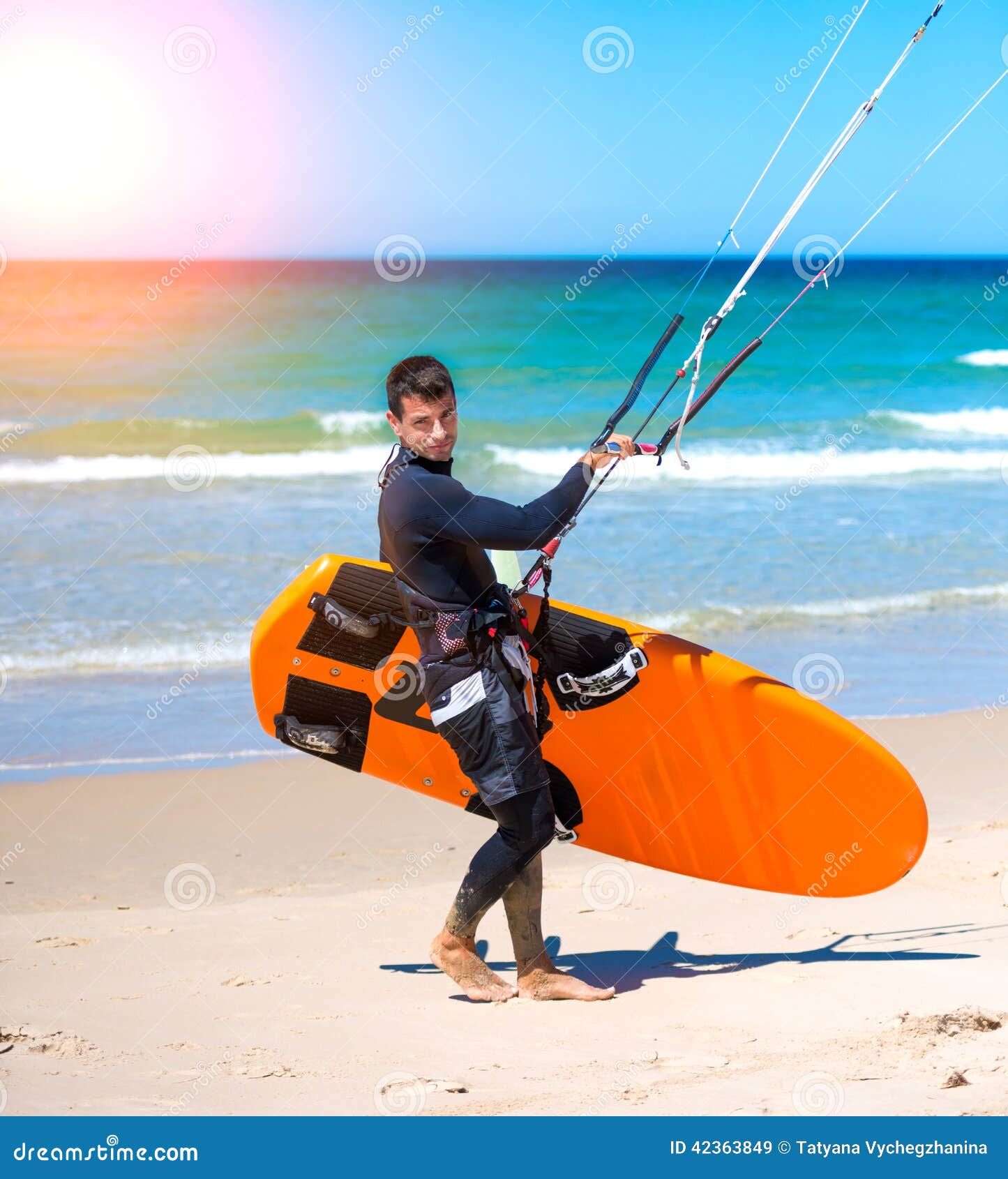 Athlete Going To Kite Surfing Training Stock Image Image of kite