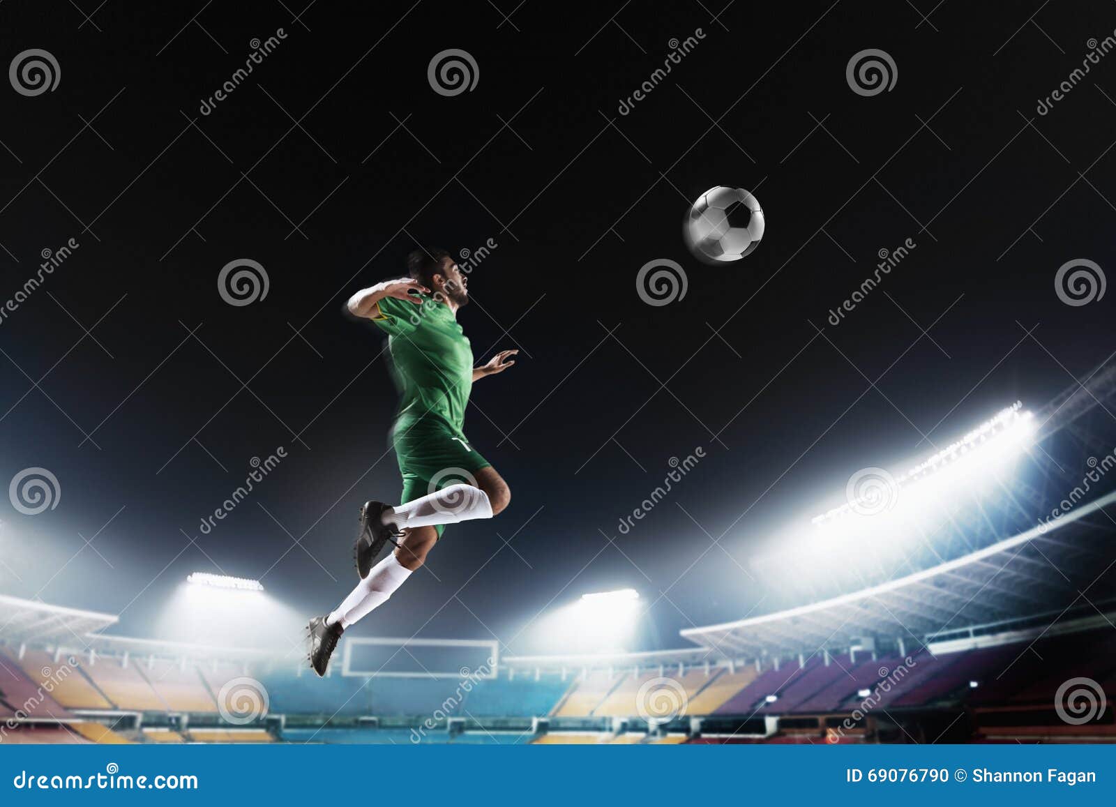 Athlete Heading Soccer Ball in Stadium Stock Photo Image of accuracy