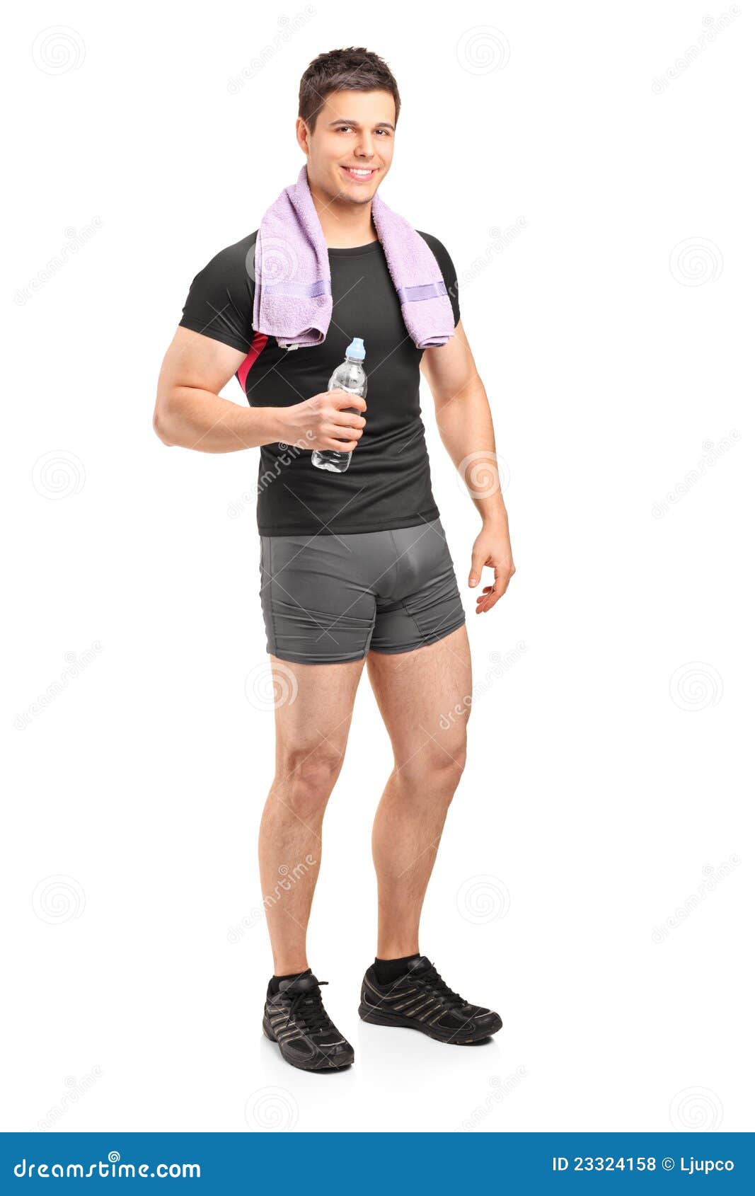 Athlete Holding a Water Bottle after Exercise Stock Photo Image of
