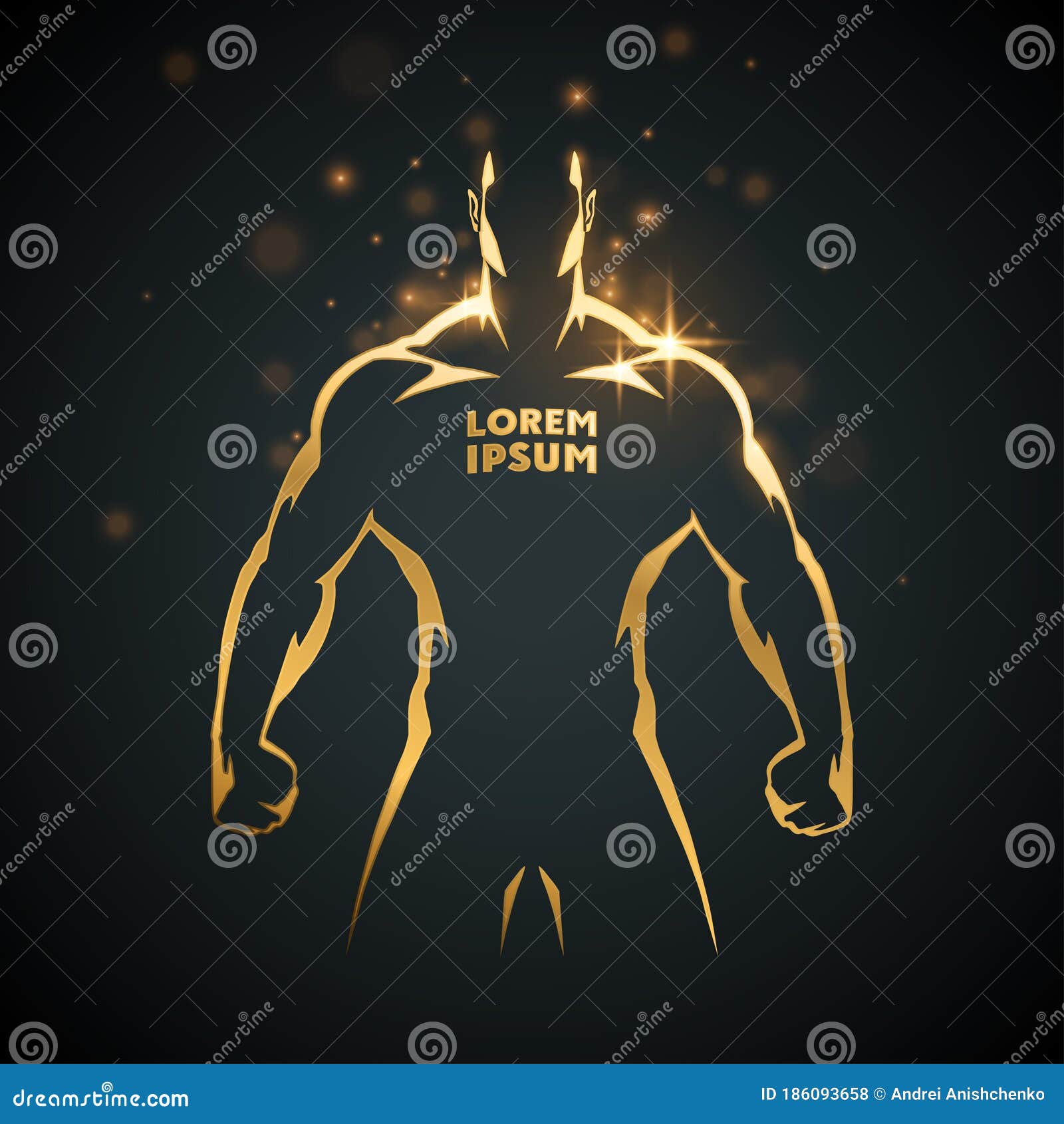 athlete man gold silhouette on black background