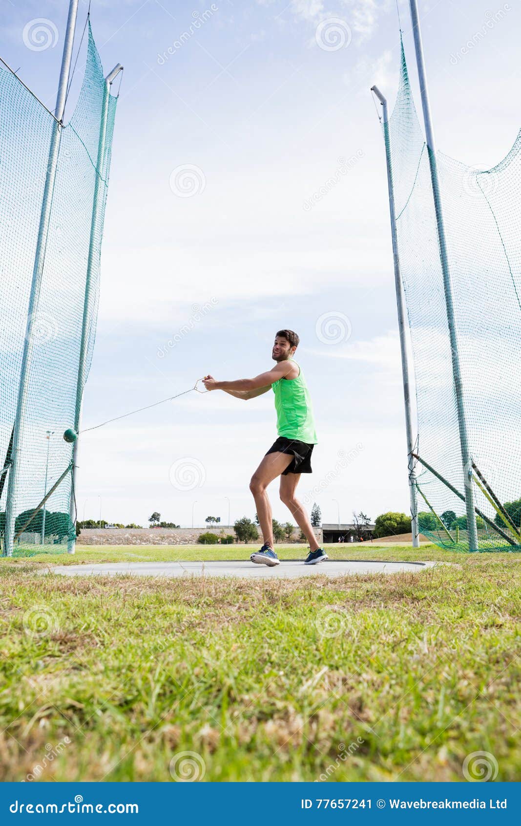 Athlete Performing a Hammer Throw Stock Image Image of power, athlete