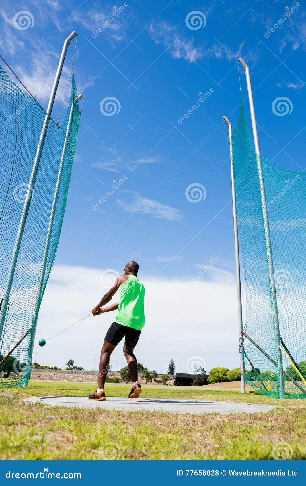Athlete Performing a Hammer Throw Stock Photo Image of fitness