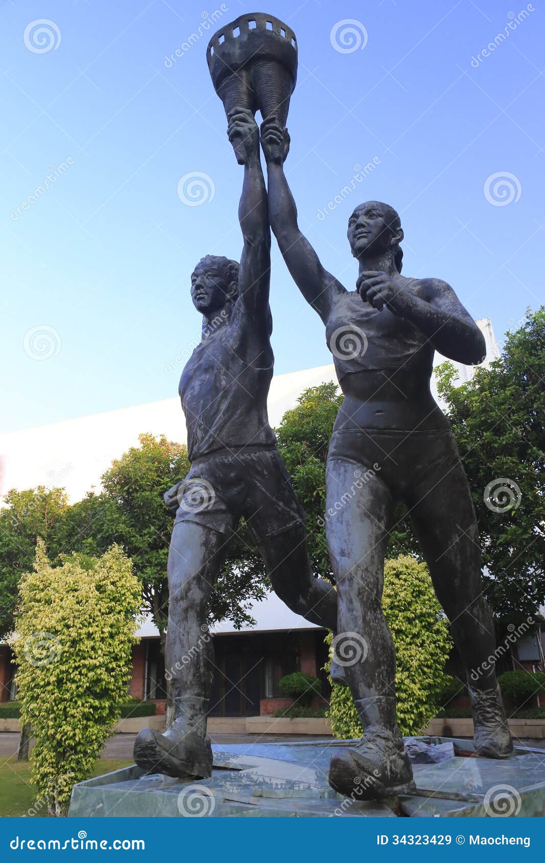 Athlete statue stock image. Image of coal, sports, blur 34323429