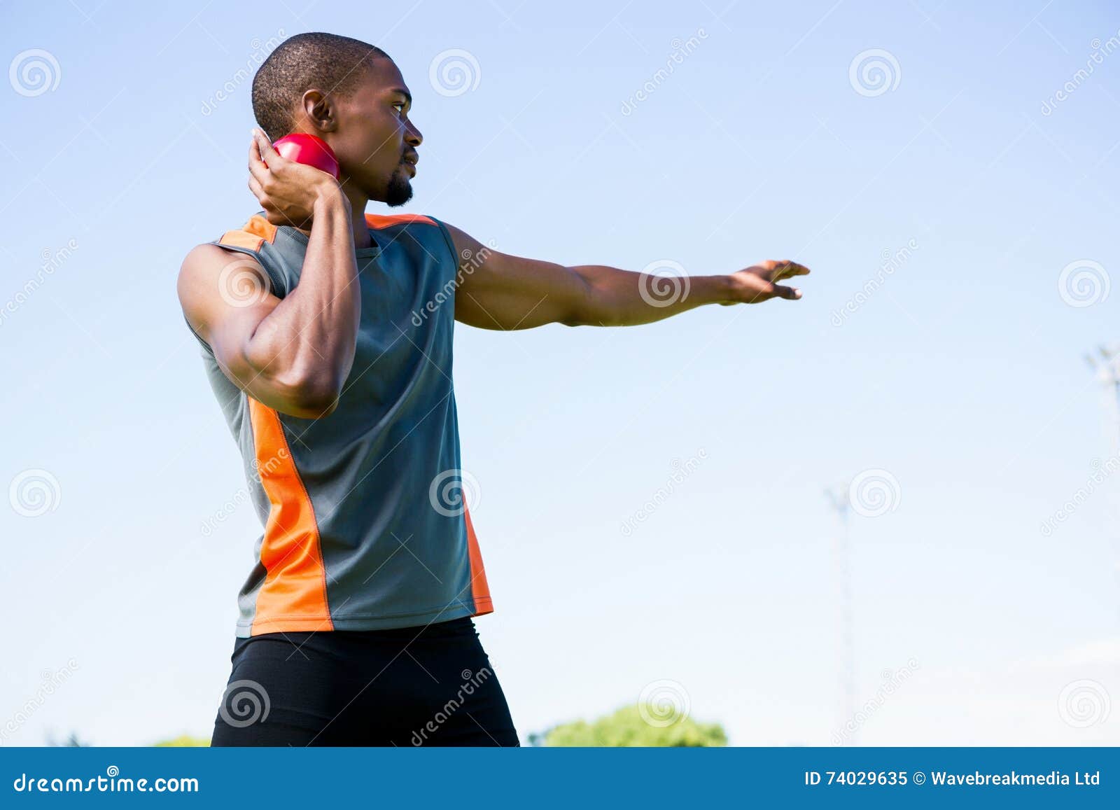Athlete about To Throw Shot Put Ball Stock Image Image of aspiration