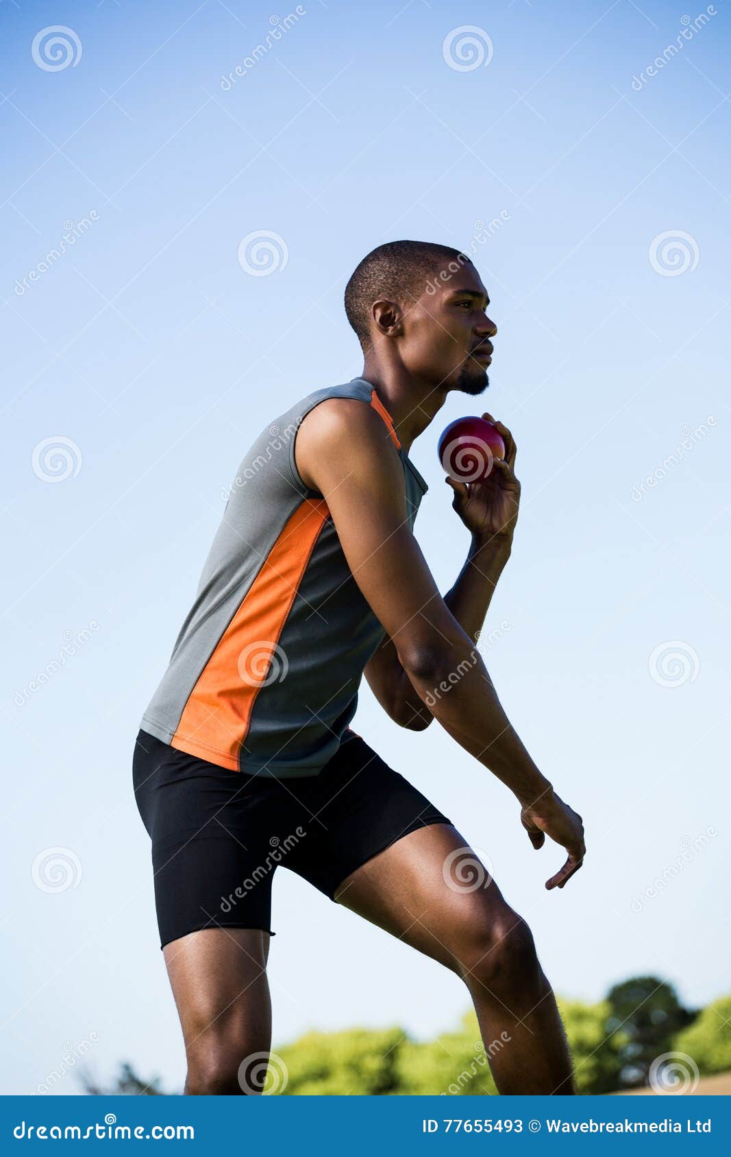 Athlete about To Throw Shot Put Ball Stock Image Image of adult
