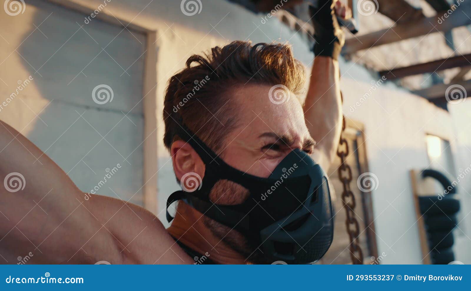 Athlete in a Training Mask Pulls Up Stock Video Video of coaching, heavy 293553237