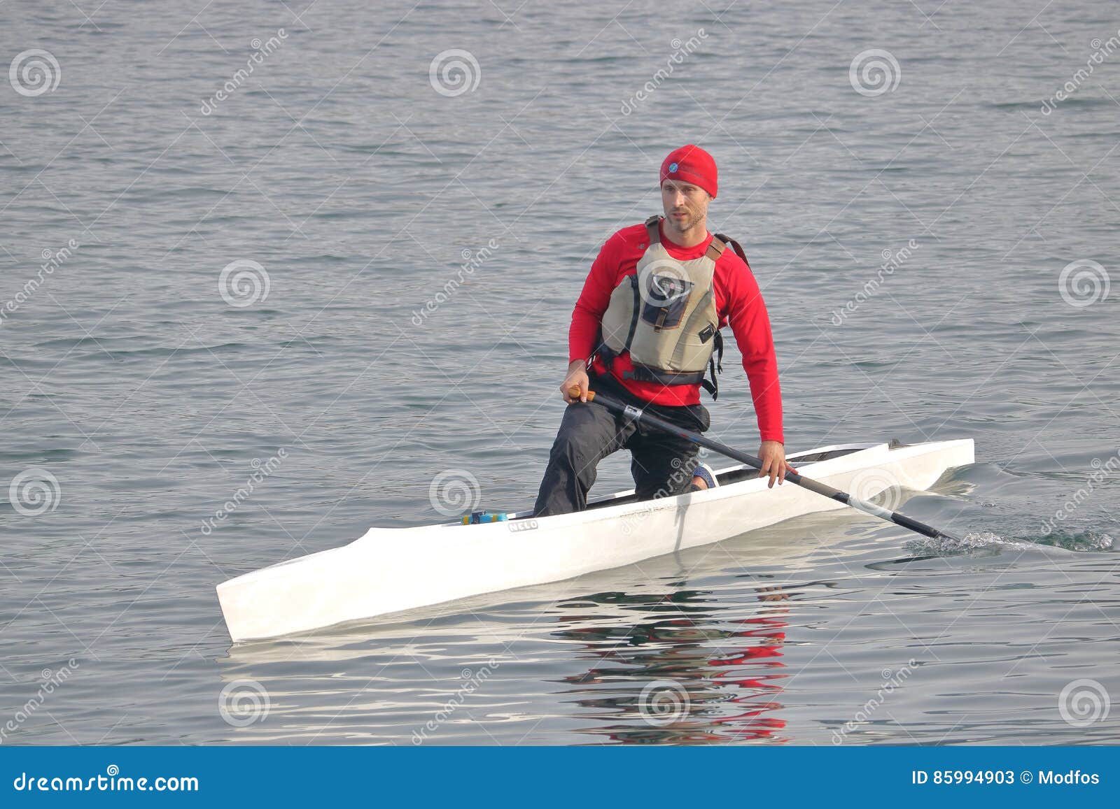 Athlete Using a HighKneeling Canoe Editorial Stock Photo Image of