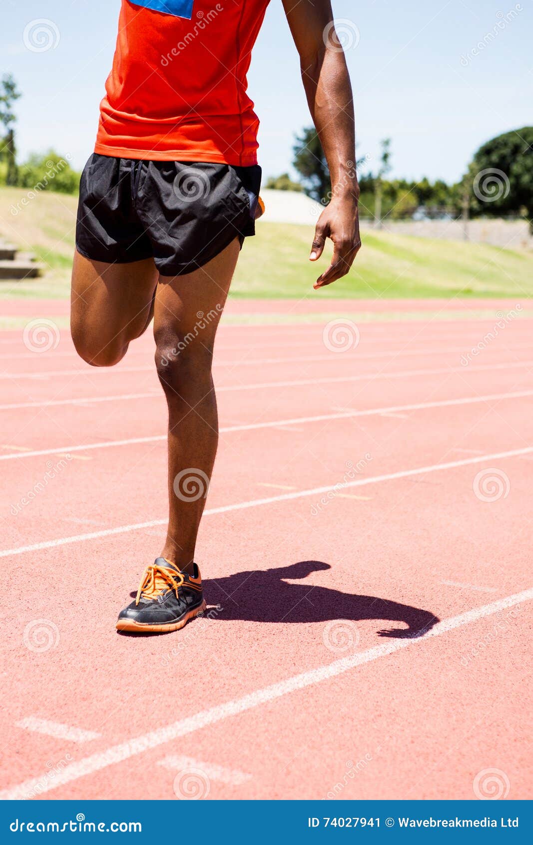 Athlete Warming Up on the Running Track Stock Image Image of