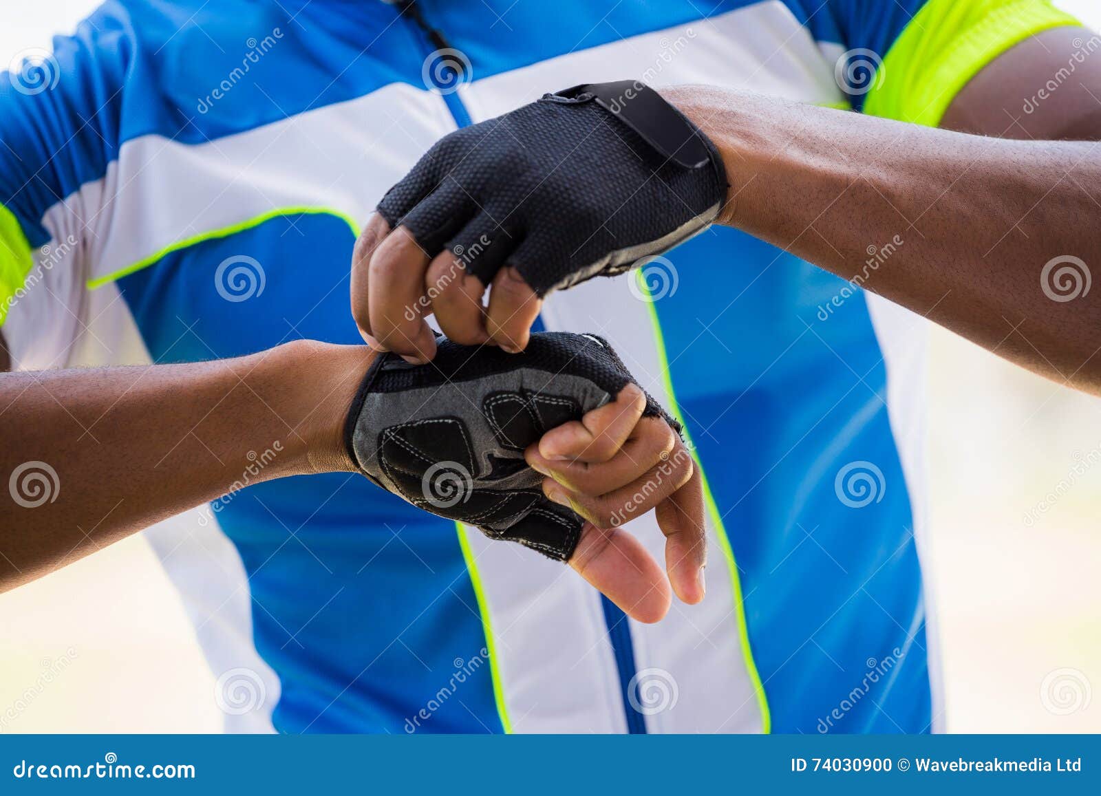 Athlete Wearing Cycling Gloves Stock Photo Image of standing, male