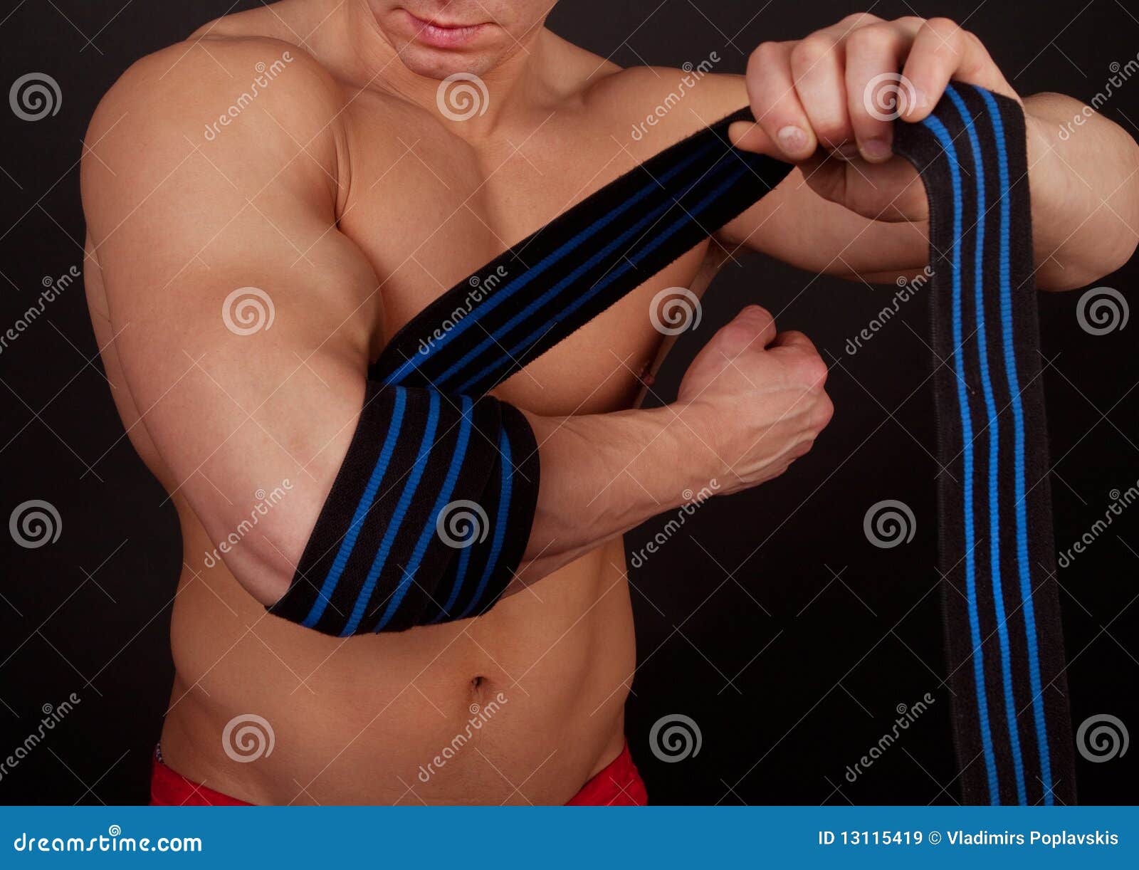 Athlete Wrapping with Bandage Stock Image Image of muscular, room