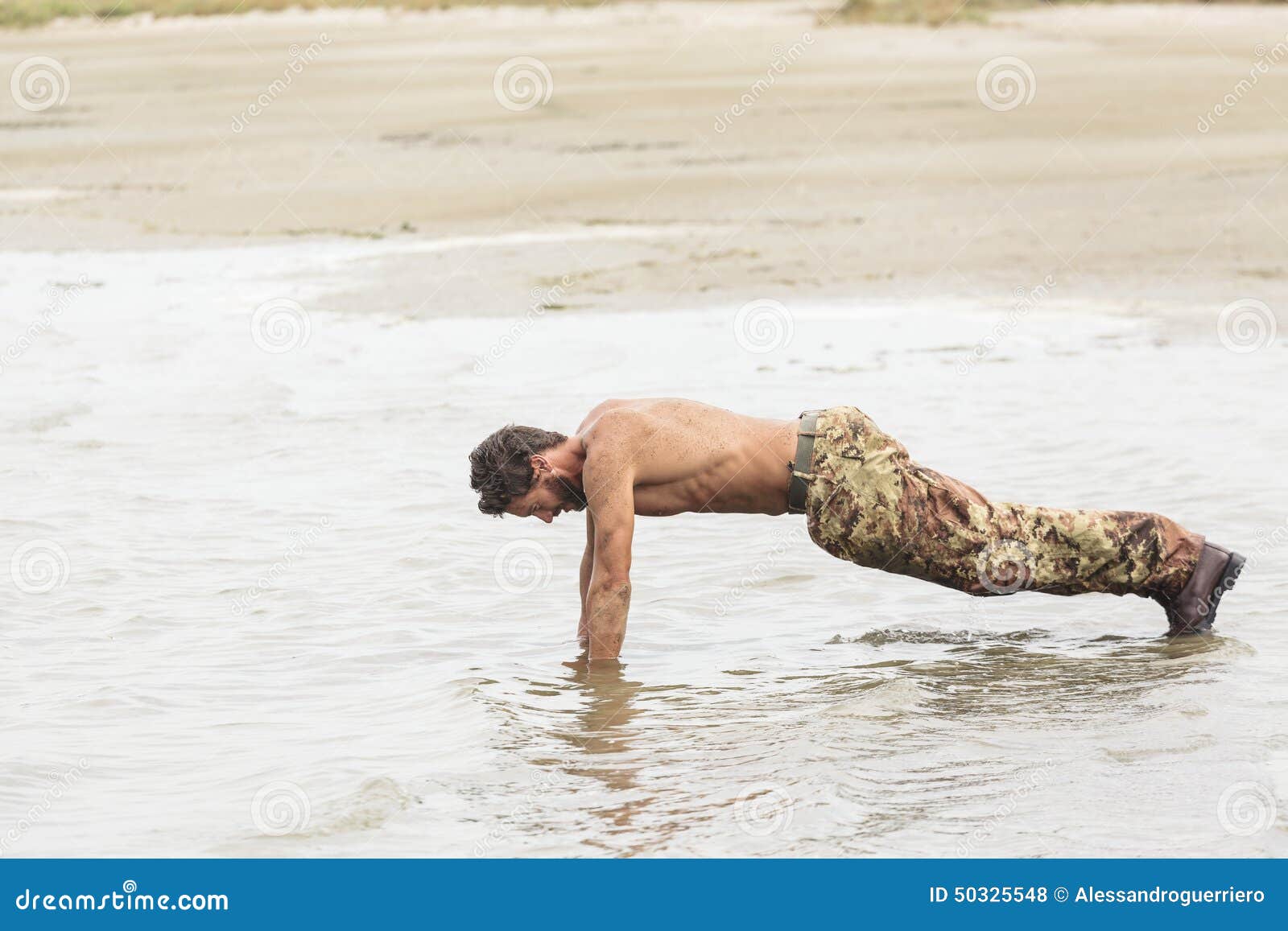 Athletic Army Doing Push Up Exercise at the Sea Stock Photo - Image of  body, exercising: 50325548