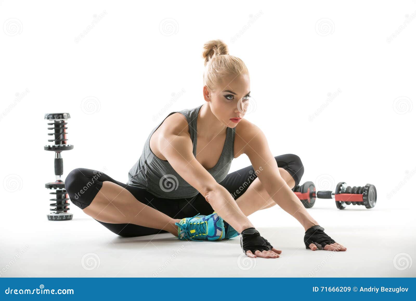 Athletic Girl with Dumbbells Stock Image - Image of young