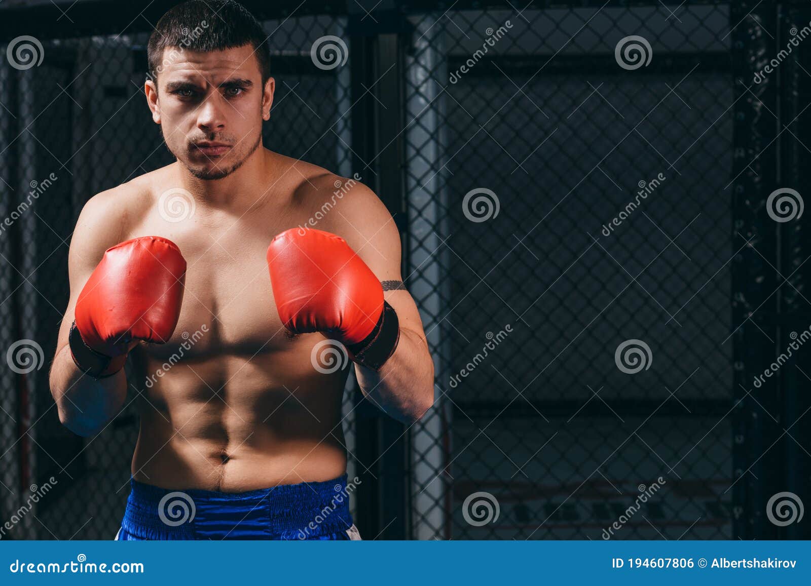 Young Man Shirtless Standing Like Boxing Stock Photo 