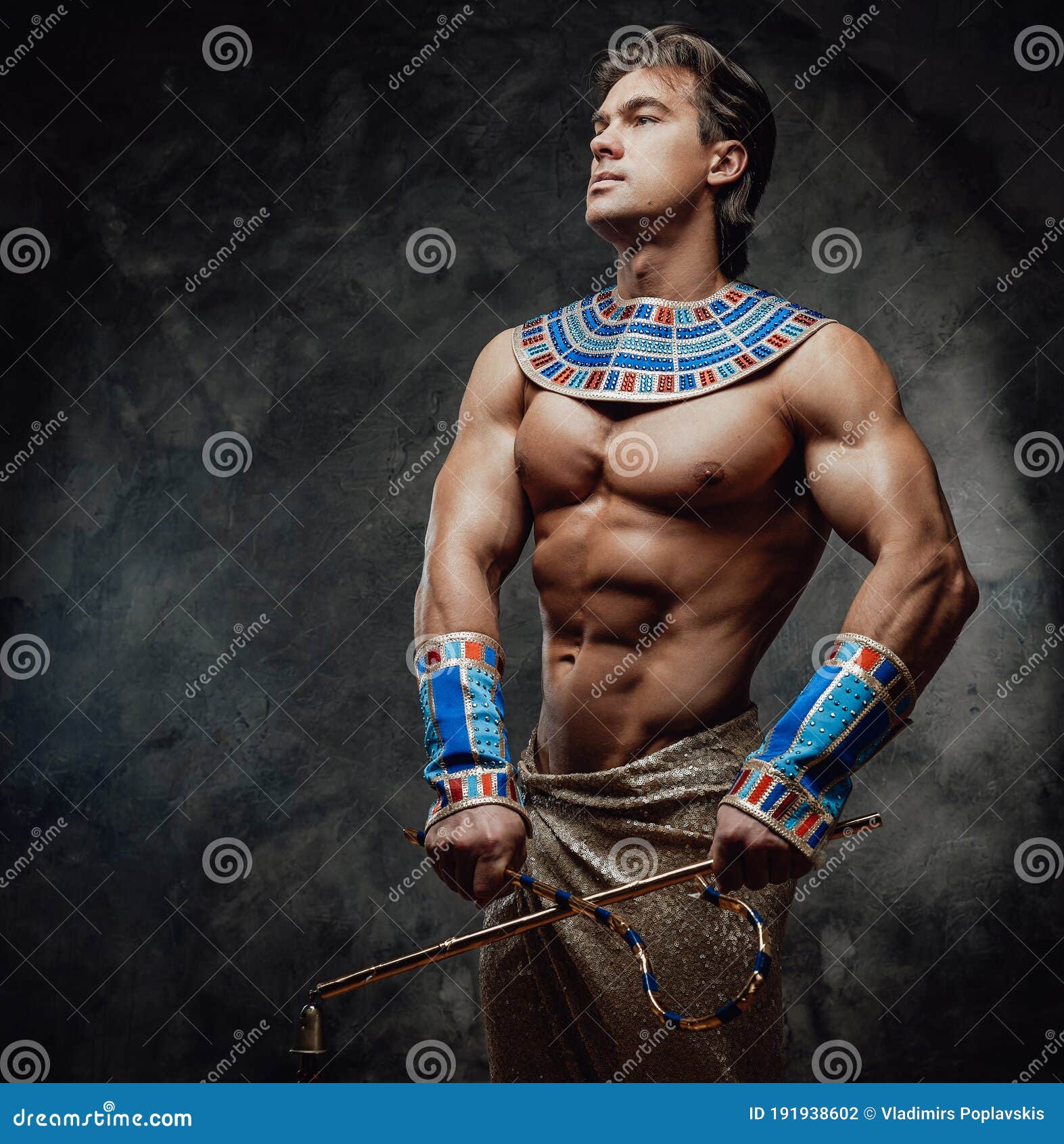 Athletic Man in an Ancient Pharaoh Costume on the Dark Background Stock  Photo - Image of emperor, fashion: 191938602