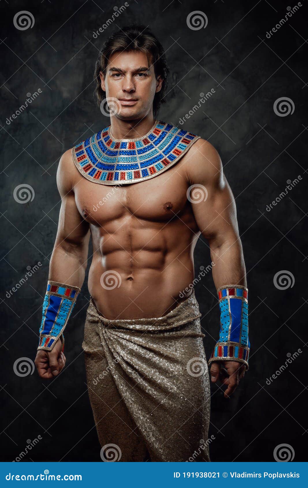 Athletic Man In Blue And Gold Egyptian Costume Stock Image Image Of Husband Antique 191938021