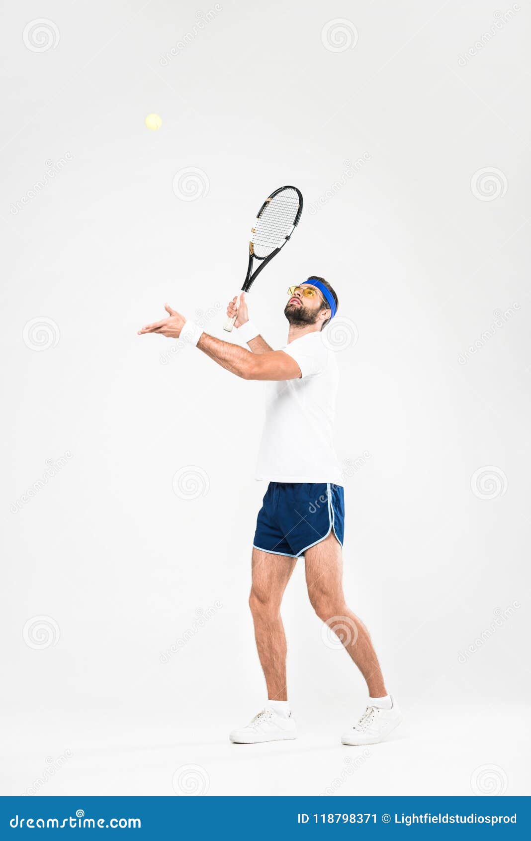 Athletic Man in Retro Sunglasses Playing Tennis, Stock Image - Image of ...