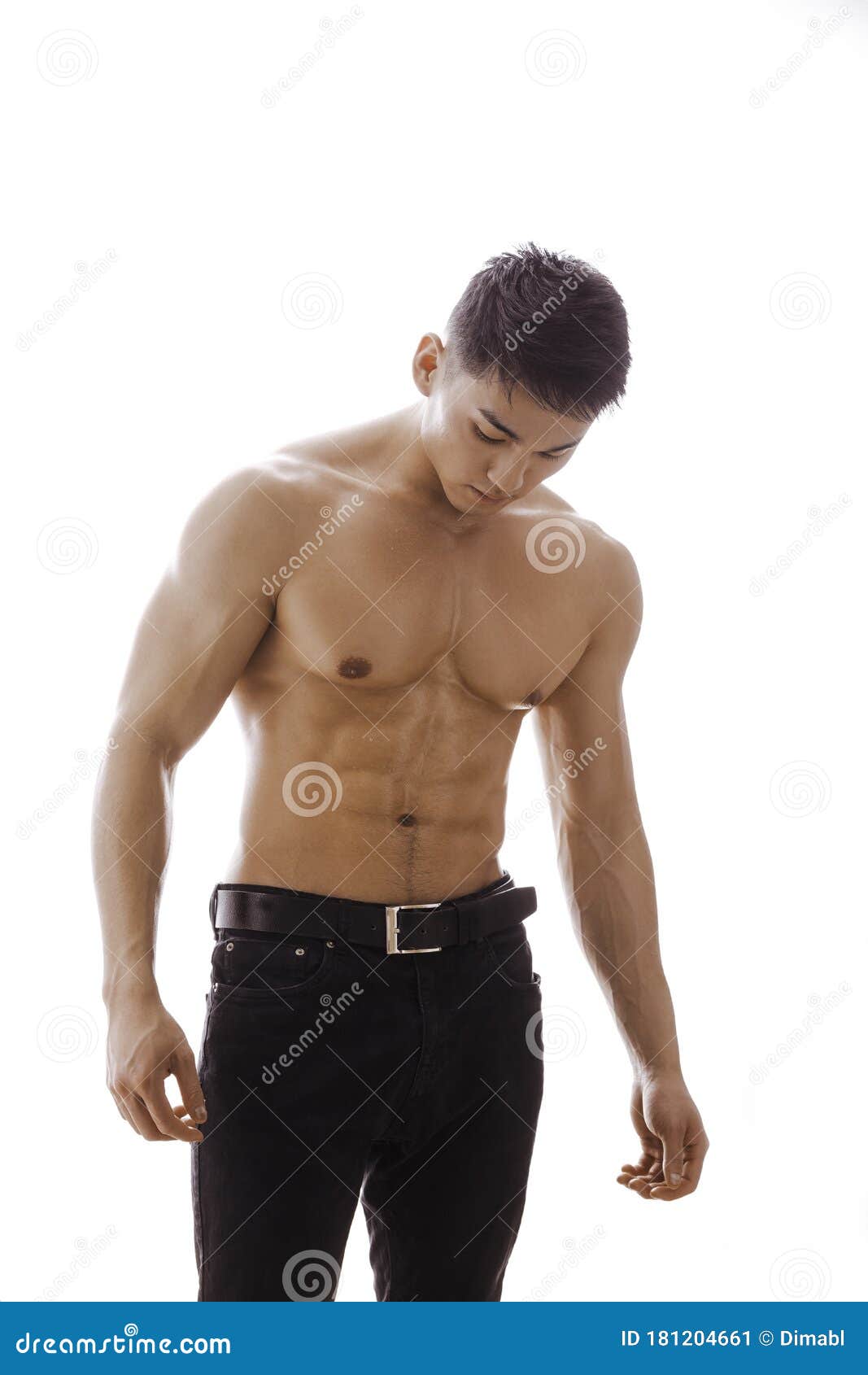 Muscular Asian Man Indoors In The Studio Stock Image 