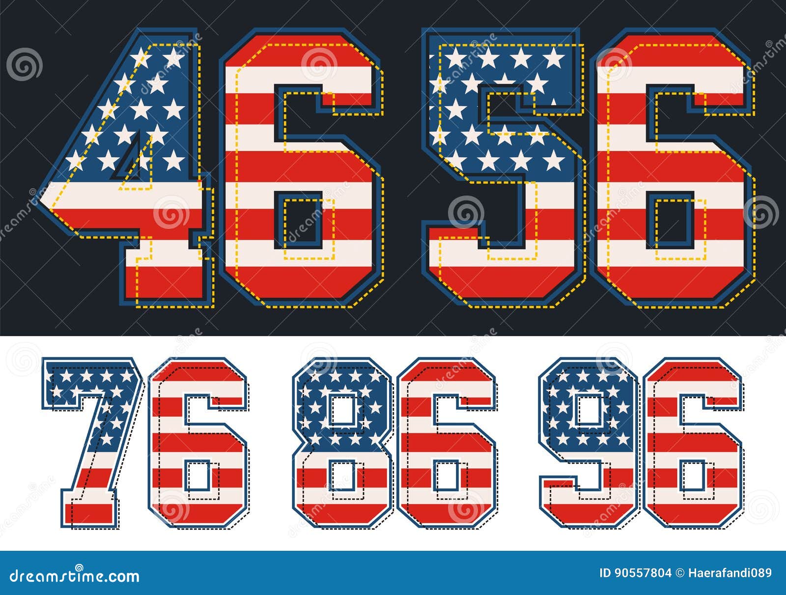 Athletic Set Numbers American Texture. Vector Image Stock Vector