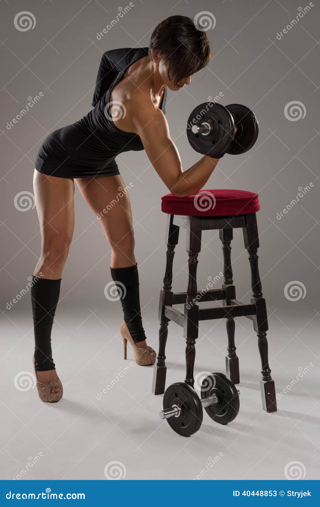 athletic woman with a muscular physique stock image