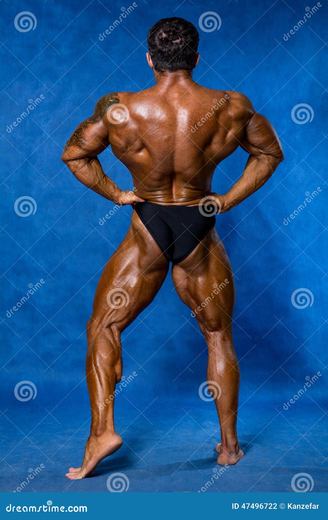 Handsome Bodybuilder Posing In Gym, Muscular Male Back, Black And White  Background Stock Photo, Picture and Royalty Free Image. Image 81123531.