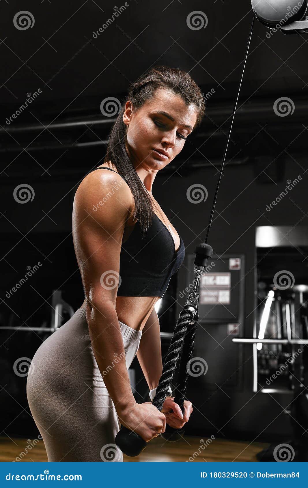 Nice Woman Doing Triceps Workout in Gym Stock Photo - Image of dumbbell,  buttock: 74009274