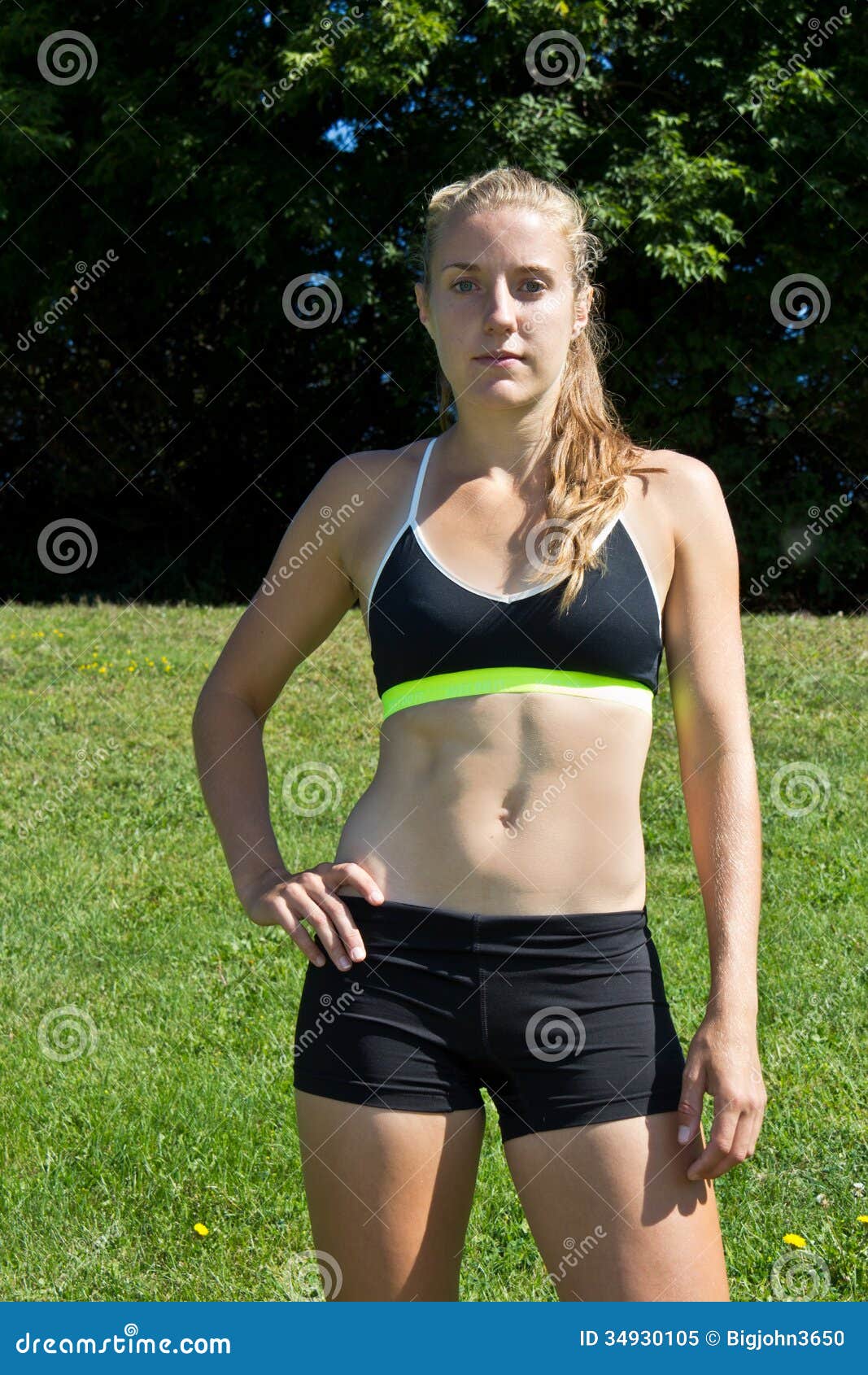 Athletic Woman in a Sports Bra and Shorts Stock Image - Image of sports,  athlete: 34930105