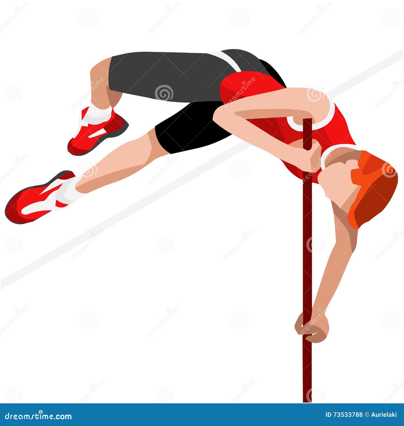 Athletics Pole Vault Summer Games Icon Set.3D Isometric Athlete Stock Vector