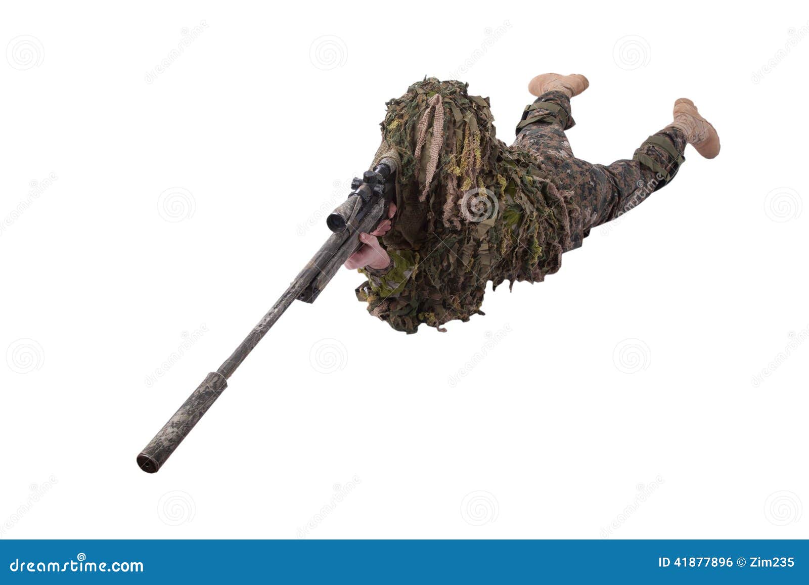 Atirador Furtivo Camuflado Na Floresta Foto de Stock - Imagem de armado,  infantaria: 148202288