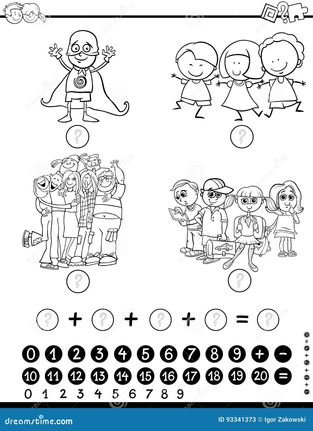 Atividade Da Matemática Para Colorir Ilustração do Vetor - Ilustração de  vetor, atividade: 93341373