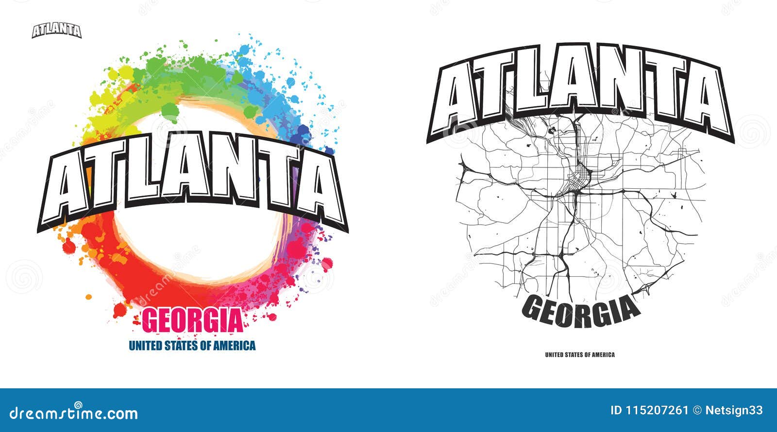 Atlanta, Georgia, Two Logo Artworks Stock Vector - Illustration of