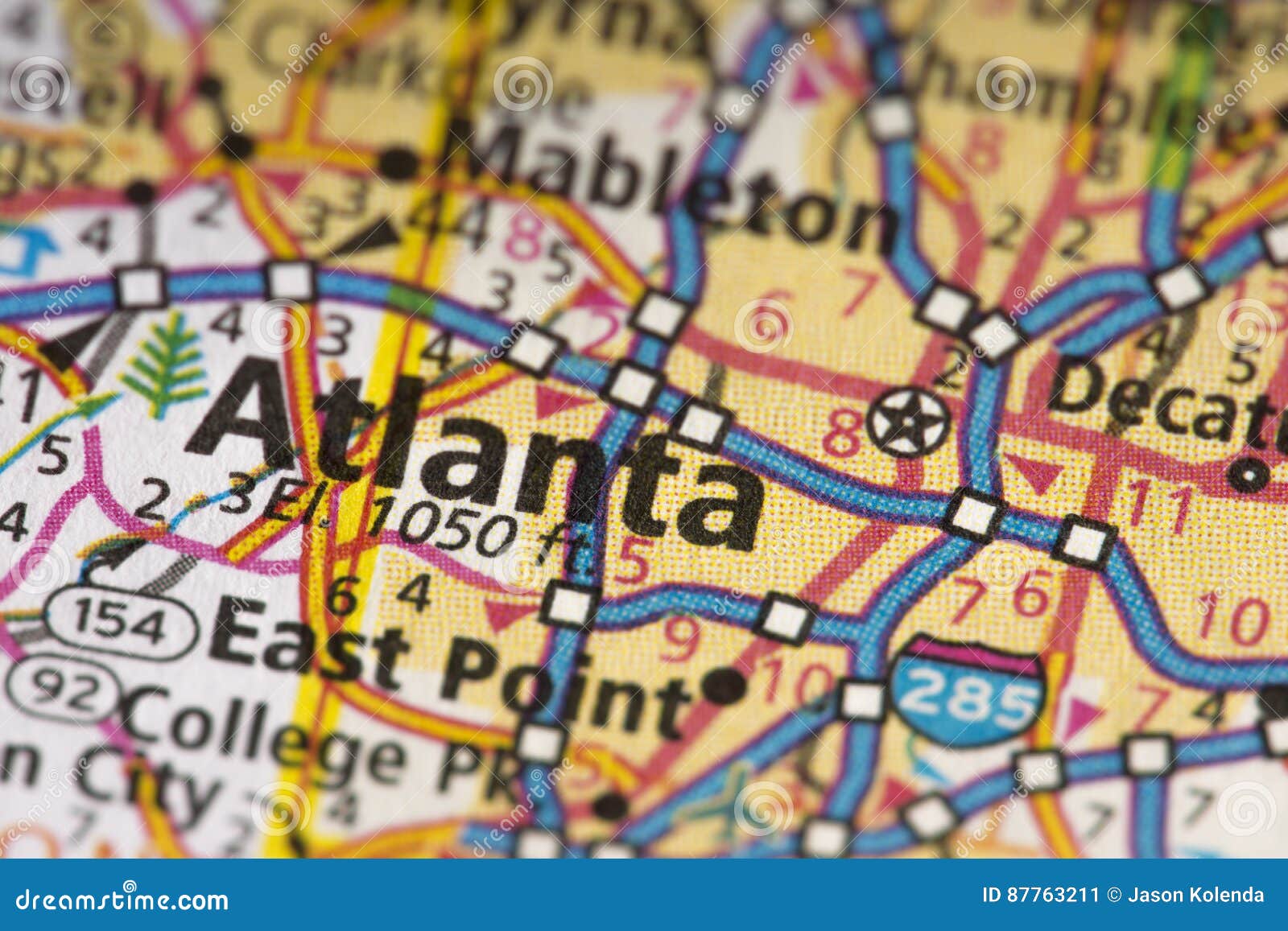 Atlanta, Georgia on map stock image. Image of closeup - 87763211