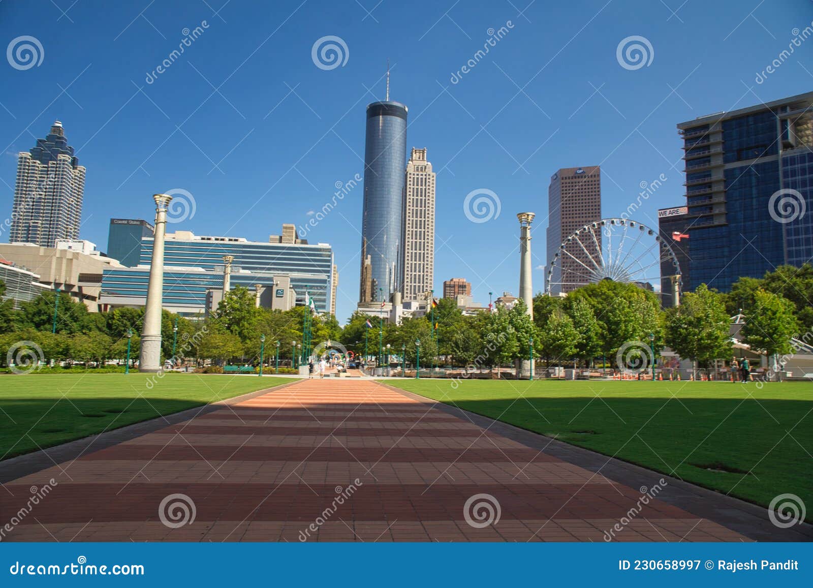 Atlanta Skyline from Centennial Olympic Park in Georgia Editorial