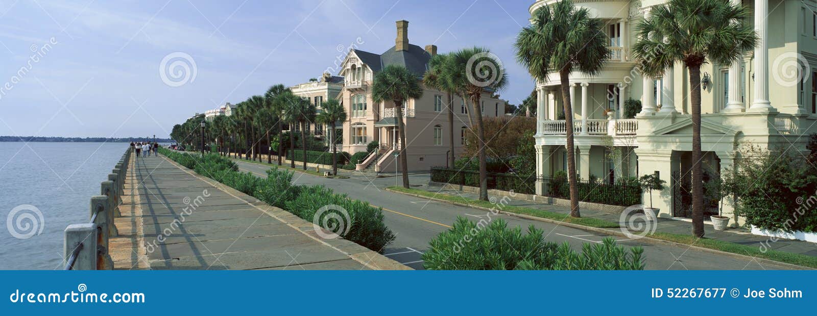Atlantic Ocean with Historic Homes of Charleston, SC Editorial